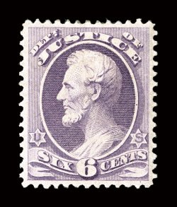 O107, 6c Justice, on soft porous paper, a highly desirable mint single, featuring marvelous centering as well as sumptuously rich color and a crisp detailed impression, full
original gum, extremely fine 1992 PF certificate and a 2008 PSE certif