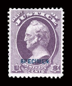 O32S, 24c Justice, with Specimen overprint, well centered and margined, strong rich color on fresh paper, choice very fine only 150 sold 2004 PSE
certificate.