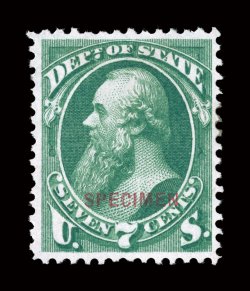 O61S, 7c State, with Specimen overprint, brilliantly fresh color, well centered and margined, choice very fine 2006 PF certificate.