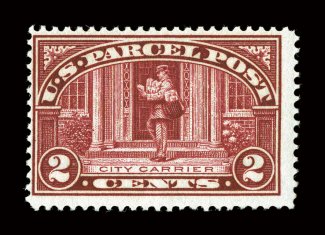 Q2a, 2c Lake, deep intense color in an unmistakable lake shade (not the more typically seen carmine lake color), similar centering to all other examples we have seen, o.g.,
lightly hinged, fine a rare color variety 2007 PF certificate.