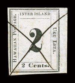 16, 2c Black on grayish, Plate 3-G, Type II (position 2), large margins all around, crisp impression, ms. X cancel, tiny toned spot at bottom left, otherwise very fine clear
1960 PF certificate.