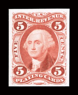 R28P4, 5c Playing Cards, plate proof on card, four large margins, brilliant color, extremely fine.