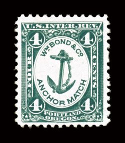 RO33b, Bond, Wm. & Co., 4c Green, silk paper, an attractive single with unusually fresh bright color, uncommonly well centered and very fine.