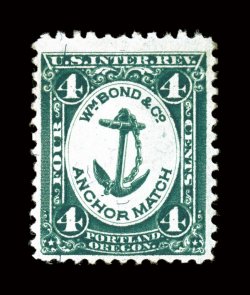 RO33b, Bond, Wm. & Co., 4c Green, silk paper, deep rich color, nicely centered, small thin spot, otherwise very fine.