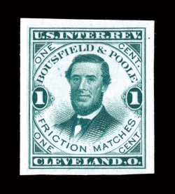 RO35TC1, Bousfield & Poole, 1c Green, trial color die proof on India, large balanced margins and deep rich color, very fine.