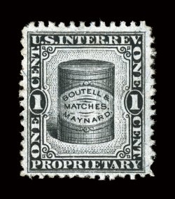 RO38b, Boutell & Maynard, 1c Black, silk paper, unusually well centered and fresh, very fine.