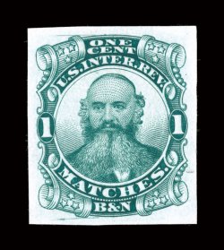 RO42TC1, B & N, 1c Green, trial color die proof on India, large symmetrical margins, incredibly detailed impression, extremely fine.