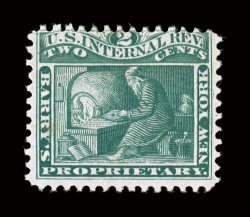 RS29c, Barrys Proprietary, 1c Green, pink paper, deep color and detailed impression, fine.