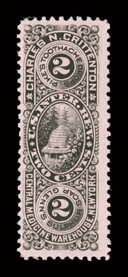 RS64c, Charles N. Crittenton, 2c Black, pink paper, strong impression, very fine.