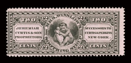 RS68c, Jeremiah Curtis & Son, 2c Black, pink paper, a pretty mint example, fresh color, o.g., h.r., fine.
