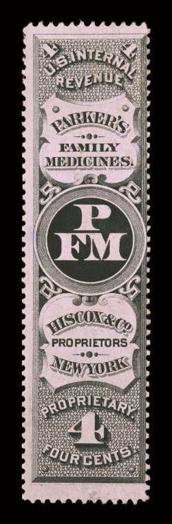 RS123c, Hiscox & Co., 4c Black, pink paper, exceptionally fresh, sound and fine.