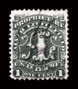 RS164 var., Alvah Littlefield, 1c Black, horizontally laid paper, intense detailed impression, m.s. cancel, fine.
