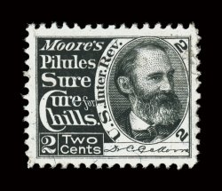 RS184b, Moore, C. C., 2c Black, silk paper, unusually well centered and margined, fresh color, very fine.