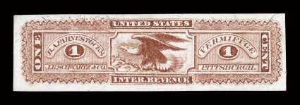 RS215b, Schwartz, J.E. & Co., 1c Lake, silk paper, large margins, rich color, very fine.