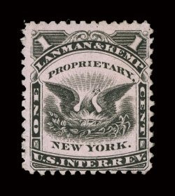 RT16c, Lanman & Kemp, 1c Black, pink paper, fresh color and detailed impression, bright paper, fine.