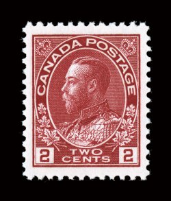 106, 1911 2c Carmine, extraordinarily well centered within large margins, especially rich color, immaculate o.g., n.h., extremely fine (Unitrade C$90.00).