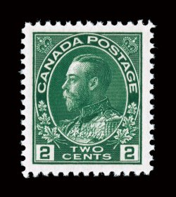 107e, 1923 2c Green, dry printing, exceptionally large and balanced margins, vivid color, o.g., n.h., an extremely fine gem (Unitrade C$90.00).