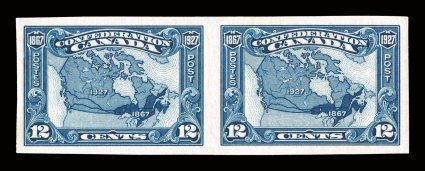 141a-45a, 1927 1c-12c Confederation, imperforate, cplt., uniformly large margins all around, bright fresh colors, o.g., unhinged but some with mount disturbance (cataloged as
hinged), extremely fine (Unitrade C$800.00).