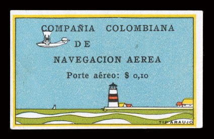 C6, 1920 10c Lighthouse air post, without gum as issued, lovely bright colors, full to large margins all around, two small thin spots, very fine appearance.