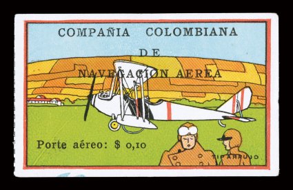 C9, 1920 10c Plane at rest air post, without gum as issued, a highly desirable example, with four exceptionally large margins, remarkably fresh, with vibrant colors
throughout, extremely fine signed H. Bloch and accompanied by 1957 Friedl and 2