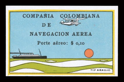 C10, 1920 10c Ocean liner air post, without gum as issued, large margins all around, beautiful vivid colors on pristine paper, very fine a lovely example of this classic air
post rarity signed H. Bloch and accompanied by his 1971 Friedl certif