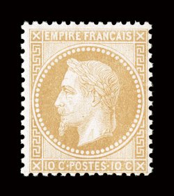 32, 1867 10c Brown on yellowish, Ty. II by Yvert with large periods in the bottom value tablet, fresh mint example, fresh color, quite well centered, o.g., never hinged, very
fine signed Calves (Yvert 28B for hinged Ç320).