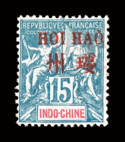 6, 1901 15c Blue, with Hoi Hao ovpt., deep vibrant colors, o.g., h.r., mild creasing, fine appearance a rare key to the set signed Calves (Yvert 7 Ç2,000).