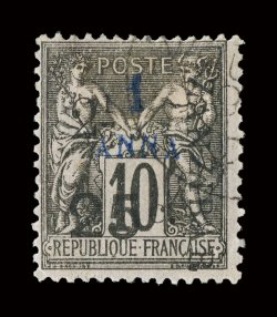 30, 1897 2 12a & 25c on 1a on 10c Black on lavender, Yvert type V, used, light c.d.s., fine signed Calves and accompanied by a 2000 Behr certificate ex-Gibralter (Yvert 33
Ç1,000).