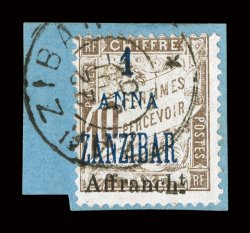 60, 61, 1904 12a on 5c Blue and 1a on 10c Brown, each tied to a separate piece by July 22, 1904 c.d.s., former with trivial perf. toned specks, otherwise fine-very fine
neither of these stamps are known mint latter signed Champion ex-Gibra