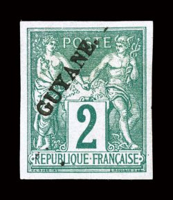 12, 1892 2c Green on greenish, unused, large and balanced margins all around, sumptuously rich color and a crisp detailed impression, very fine signed H. Bloch and accompanied
by a 2005 Sismondo certificate (Yvert 11 Ç900).