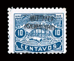 C5 var., 1925 5c Dark blue, with double black overprint, position 6, two full and distinct overprints, rich color, disturbed o.g., light vertical crease, fine appearance a
great air post error variety, with only three examples recorded 198