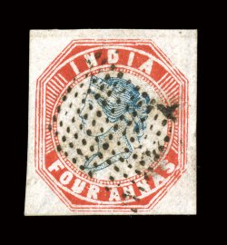6, 1855 4a Red and blue, vignette Die III and frame Die II, used, four large margins, rich colors, faint corner crease at bottom right, otherwise very fine (S.G. 23
£225).