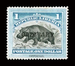 64D, 1901 $1.00 Blue and black official with Ordinary handstamp, a lovely mint example of this rarely offered stamp, marvelously well centered, strong colors, o.g., tiny h.r.,
very fine 2007 PF certificate.