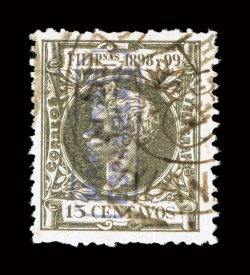 6, 1899 15c Slate green, used, nicely centered, relatively light cancel, typical irregular perforations, very fine clear 1990 PF certificate.