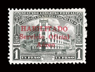 CO10, 1929 1P Black air post official, rich color, full o.g. that is just slightly disturbed from a hinge removal, very fine a rare stamp, with only 128 printed clear 1988 PF
certificate.