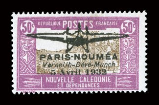 180-81, 1932 40c and 50c Paris-Noumea Flight cplt., bright and fresh, o.g., fine-very fine set each accompanied by a 1990 PF certificate (Yvert A1-2
Ç1,100).