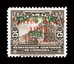 C13, 1931 20c Green surcharge on 25c air post, well centered, strong rich color, o.g., very fine quite undervalued, as only 100 were printed signed Sanabria.