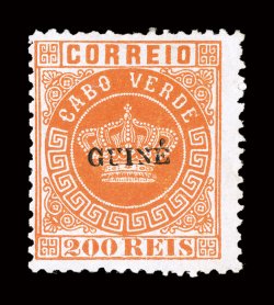 6, 1881 200r Orange, without gum as issued, brilliant color, insignificant corner crease at top left, fine clear 1993 PF certificate the Scott catalog value is for a stamp
with small faults.