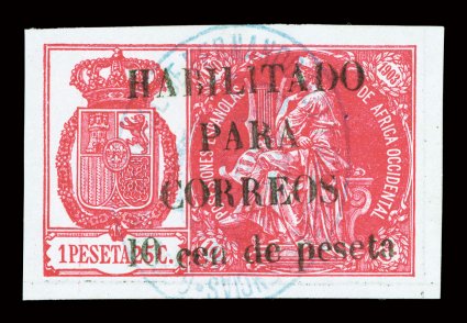 8D, 1903 10c on 1P25c Carmine, used, exceptionally large and even margins all around, radiant color, light blue oval cancel, uncommonly fresh and extremely
fine.