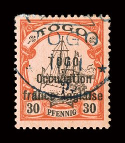 169, 1915 30pf Orange and black on salmon, second setting, used, wonderfully deep and vibrant colors, light blue c.d.s. postmark, very fine a very rare stamp, with only 37
copies printed signed Champion, Calves and accompanied by 1981 Both