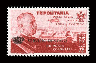 CBO1, 1934 25L +2L Air post, with Servizio di Stato overprint, exceedingly well centered, bright and fresh, o.g., lightly hinged, very fine (Sassone 1
Ç3,500).