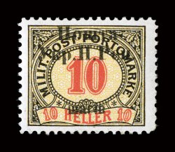 37, 1919 10sh on 10h Black, red and yellow, well centered, vibrant colors, o.g., lightly hinged, very fine only 310 printed 1999 Mikulski certificate (Michel 37
Ç1,200).