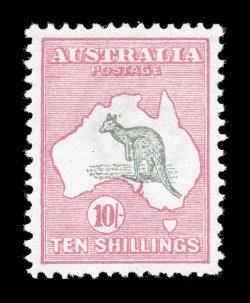 S.G. 14, 1913 10- Grey and pink, exceedingly well centered within large margins, bright fresh colors, o.g., lightly hinged, extremely fine (Scott 13 $1,000.00).