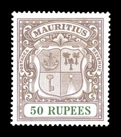 S.G. 222, 1924 50R Dull purple and green, wonderfully bright and fresh, rich colors, well centered, o.g., barest trace of hinging (if at all), very fine especially scarce in
this choice quality (Scott 200 $900.00).