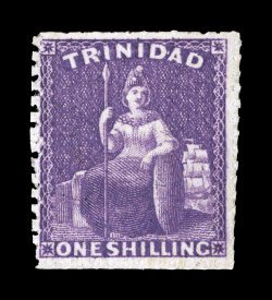 S.G. 67, 1863 1- Bright mauve, perforated 13, an extraordinarily fresh and choice unused example of this rare stamp, featuring strikingly intense color and a crisp clean
impression on bright paper, quite well centered when compared to most othe
