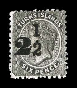 S.G. 32, 1881 2 12 on 6p Black, setting 7, surcharge type 22, handsome mint example of this difficult and elusive stamp, wonderfully fresh, deep rich color and impression on
bright paper, o.g., h.r., fine one of the rarest stamps of Turks