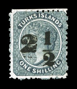 S.G. 38, 1881 2 12 on 1- Dull blue, setting 9, surcharge type 25, fresh and attractive unused example, strong rich color, fine and scarce signed H. Bloch (Scott 26
$850.00).