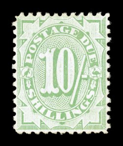 S.G. D61, 1909 10- Dull green postage due, bright color, unusually well centered, o.g., h.r., very fine a rare stamp seldom encountered both sound and so well centered (Scott
J37 $4,500.00).