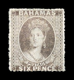 S.G. 6, 1861 6p Grey lilac, rough perf. 14 to 16, unused, quite well centered, particularly for a rough perf. 1861 issue, strong color, very fine an especially rare stamp both
sound and well centered signed H. Bloch ex-Prappas, Gibralter