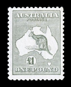 S.G. 75, 1924 £1 Grey, pristine mint single, rather well centered, strong color, o.g., lightly hinged, very fine (Scott 57 $775.00).